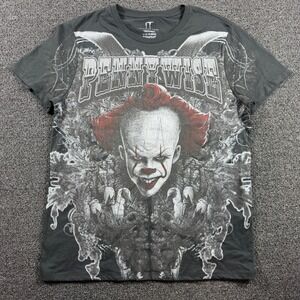 IT Chapter Two Pennywise Graphic T-Shirt Men's Large‎ Gray Horror Movie Tee